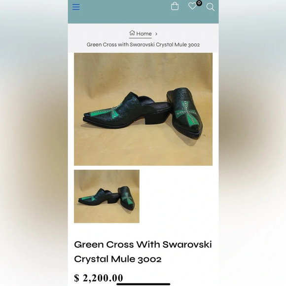 Tres Outlaws white with black Cross Swarovski crystals Pointed Toe mule boot 8.5 - Picture 14 of 16